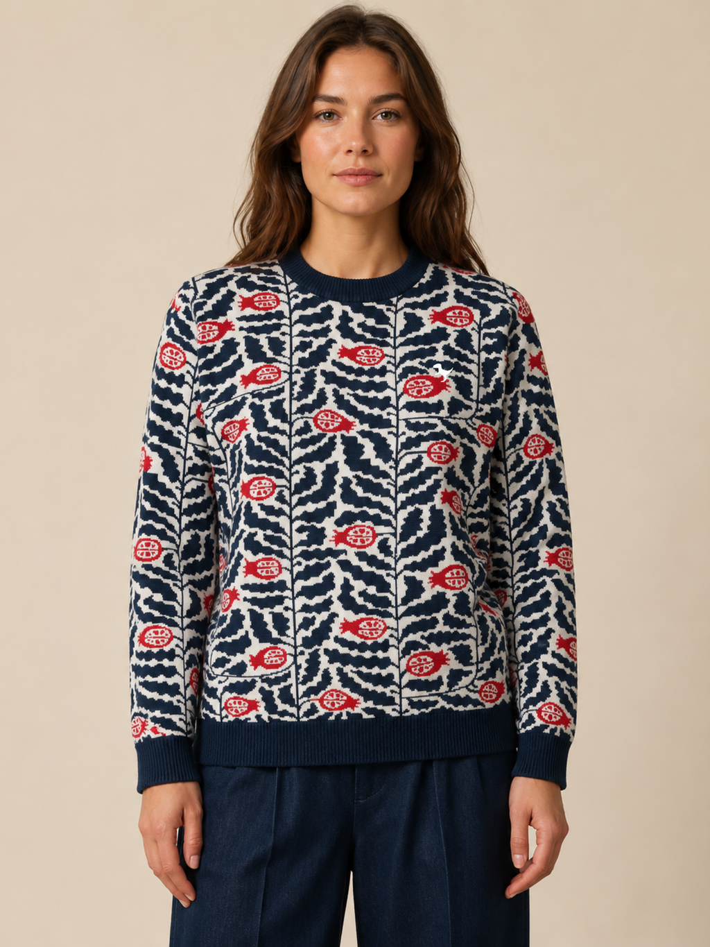 Pomegranate - Jacquard Knit Sweater