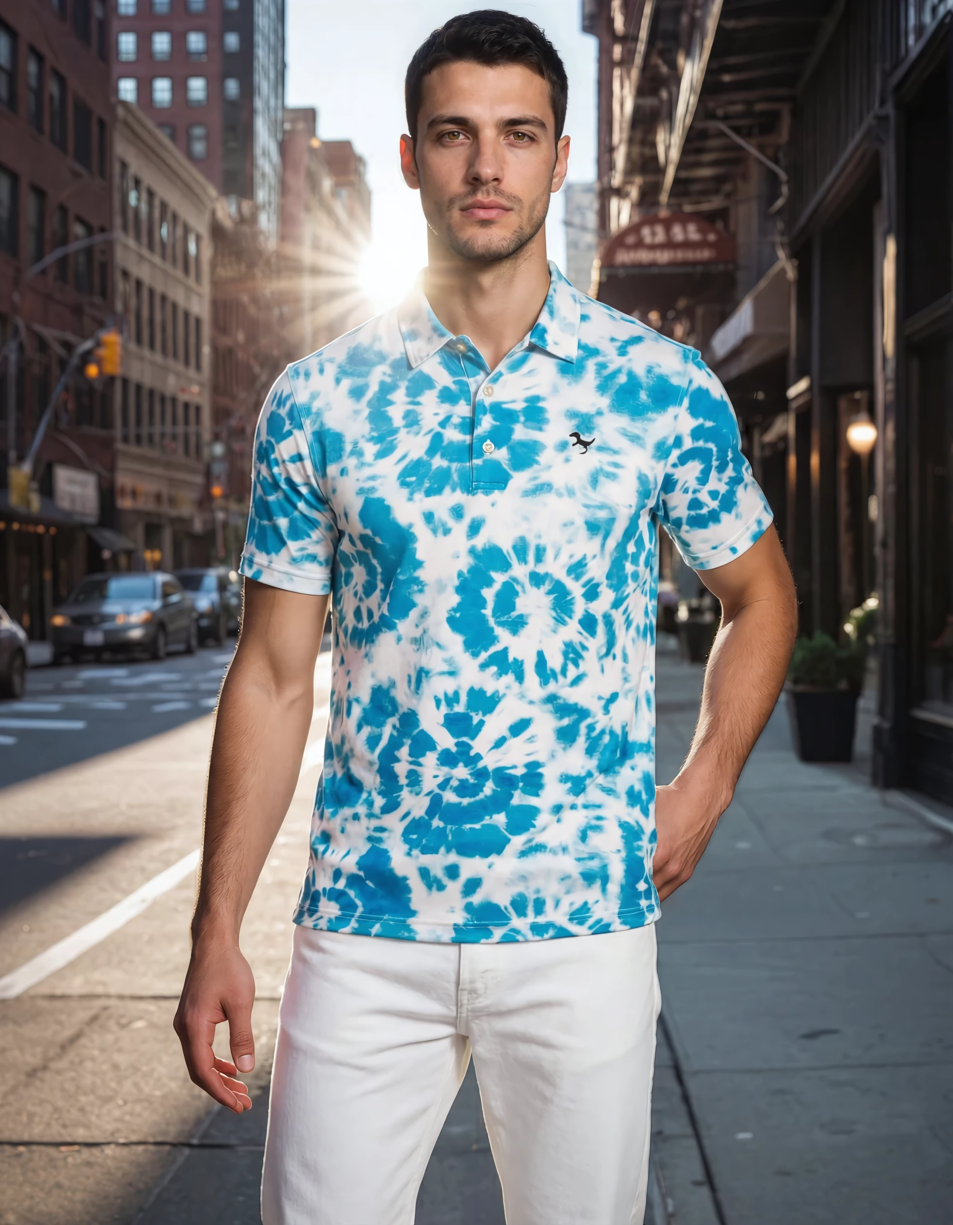 Skyfall - Blue Tie-Dye Performance Polo