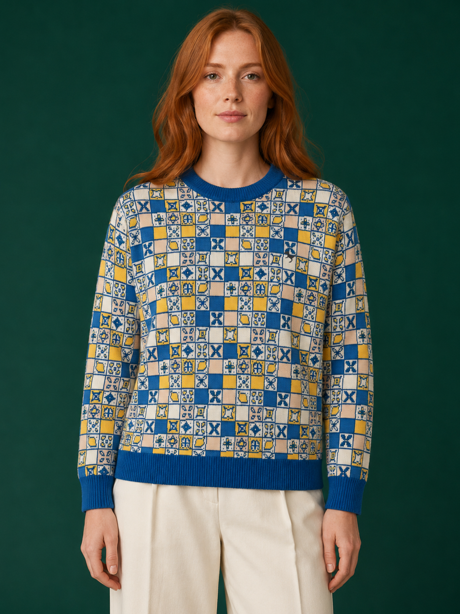 Lemon Tile - Jacquard Knit Sweater