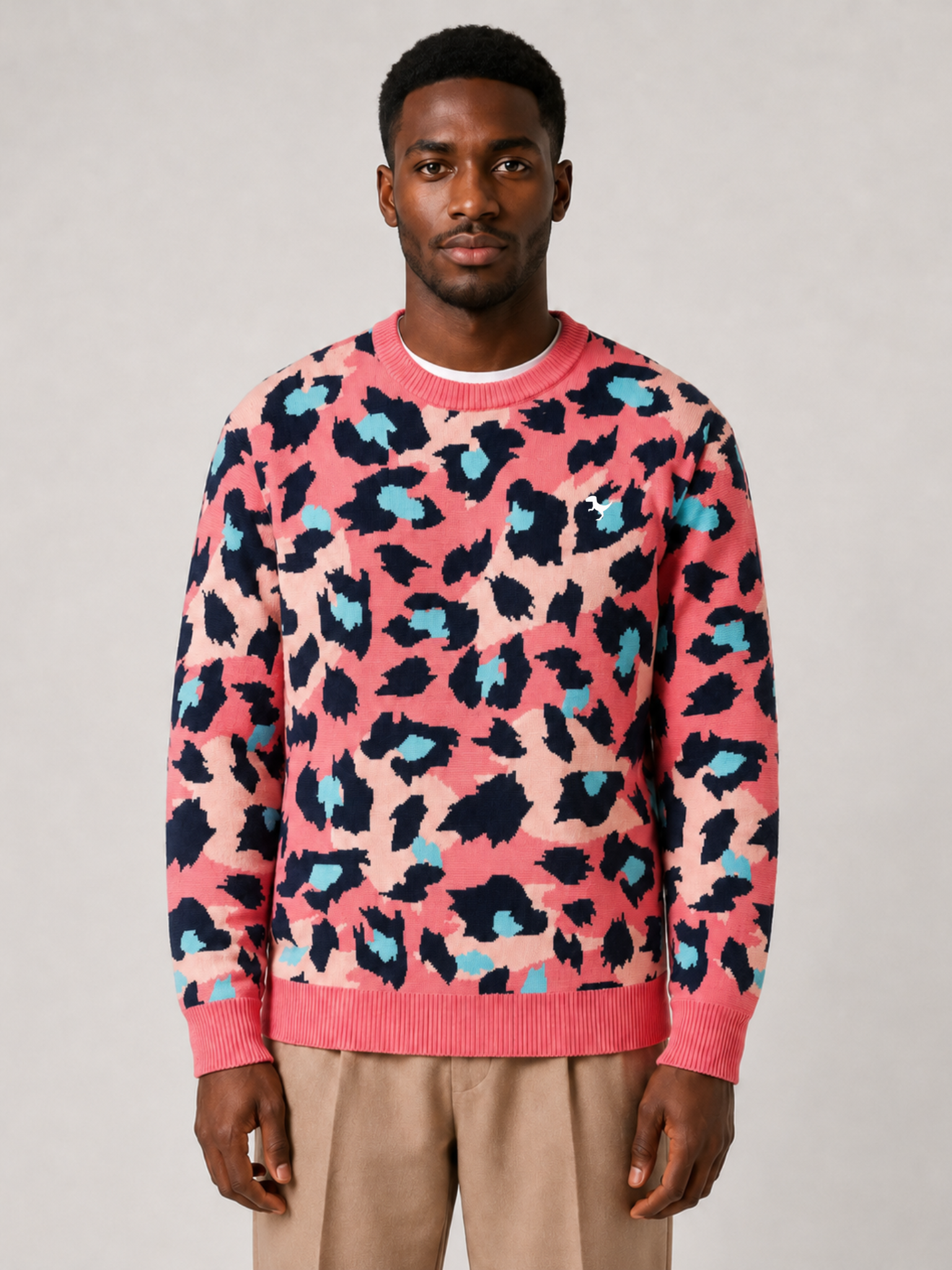 Pink Leopard - Jacquard Knit Sweater