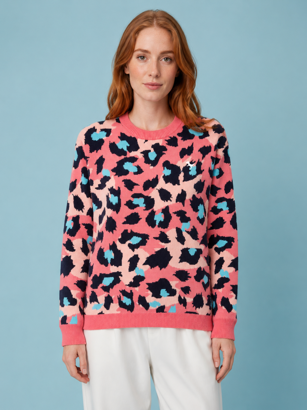Pink Leopard - Jacquard Knit Sweater