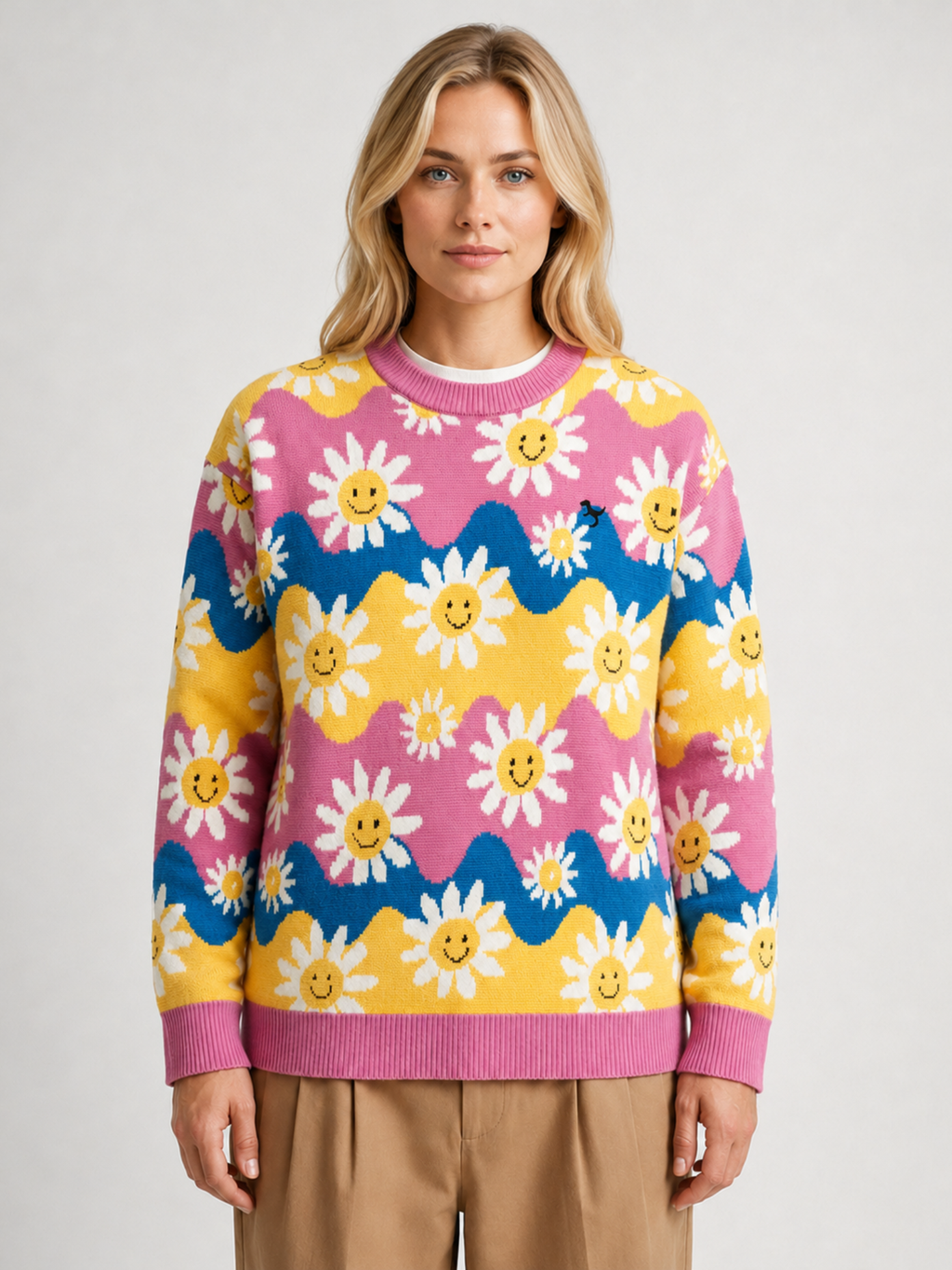 Flower Power - Jacquard Knit Sweater