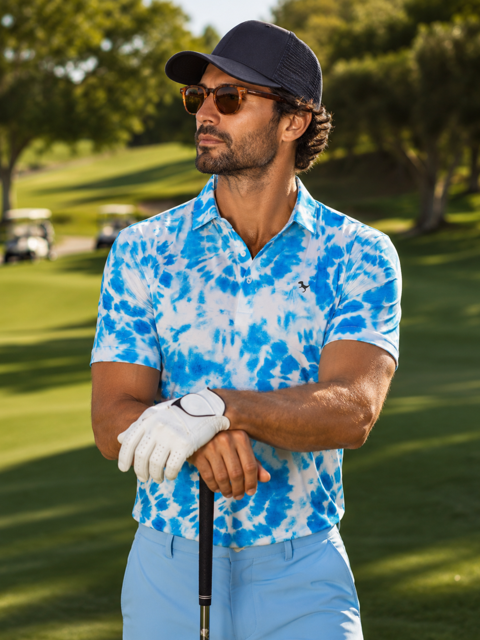 Skyfall - Blue Tie-Dye Performance Polo