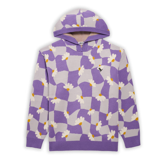 Groovy Daisies Oversized Knit Hoodie  